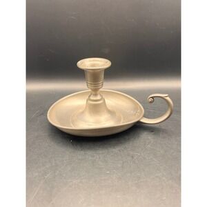 Vtg Preisner Pewter Candlestick‎ Holder w/ Handle Plate Number 2374 As Is